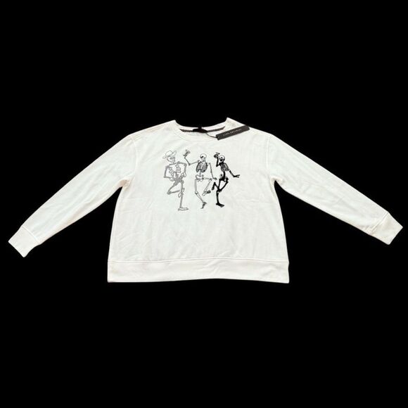 White Sweatshirt Dancing Skeletons Halloween Jane & Delancey Skeleton Party - Picture 1 of 9